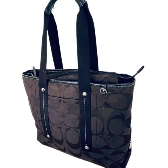 Coach Canvas Tote – Black with Pink Interior, Stylish & Functional! 👜💖 - Picture 1 of 16